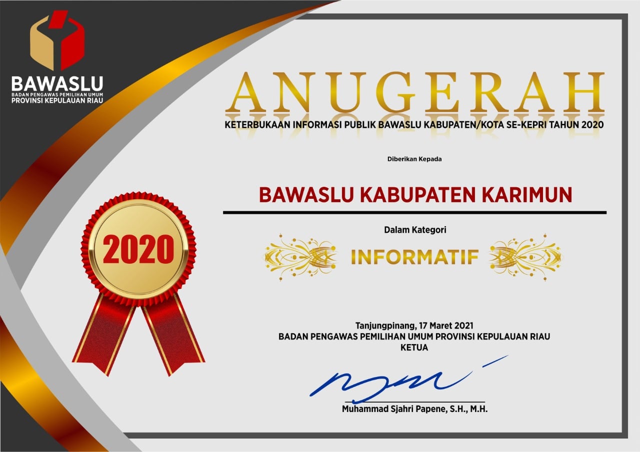 Peroleh Predikat Informatif, Bawaslu Kabupaten Karimun Terus Tingkatkan Pelayanan Keterbukaan Informasi