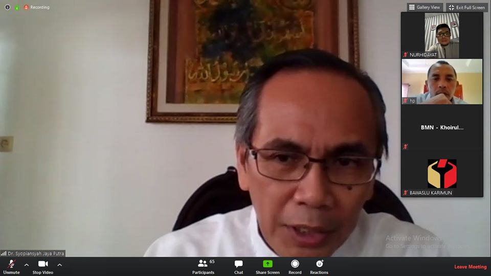 Bawaslu Karimun mengikuti Kegiatan Video Conference Pemahaman SOP PPID