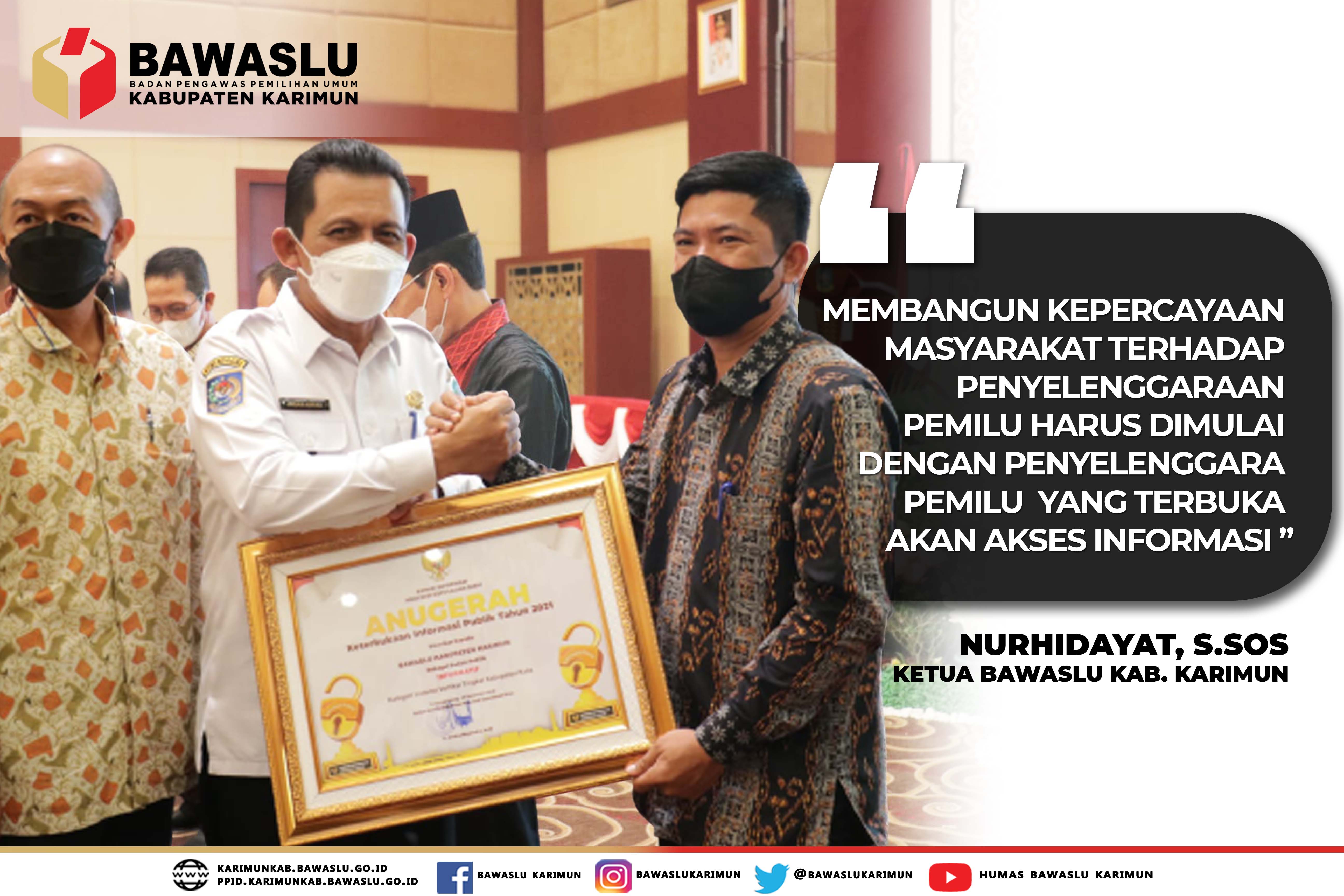 Bawaslu Karimun Raih Peringkat II Anugerah Keterbukaan Informasi Publik Komisi Informasi Provinsi Kepulauan Riau