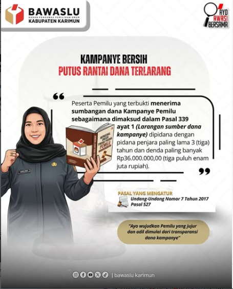 Bawaslu Ingatkan Peserta Pemilu: Terima Sumbangan Dana Kampanye dari Sumber Terlarang Terancam 3 Tahun Penjara