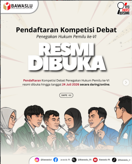 Siapkan Tim Terbaikmu! Pendaftaran Kompetisi Debat Penegakan Hukum Pemilu ke-VI Tahun 2026 Resmi Dibuka