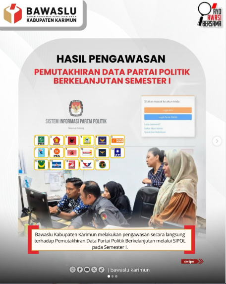 Bawaslu Kabupaten Karimun Rilis Hasil Pengawasan Verifikasi Administrasi Pemutakhiran Data Partai Politik