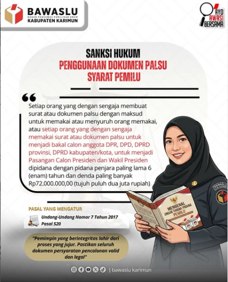 Awas, Sanksi Menanti! Pemalsuan Dokumen Syarat Pencalonan Pemilu Bisa Dijerat 6 Tahun Penjara
