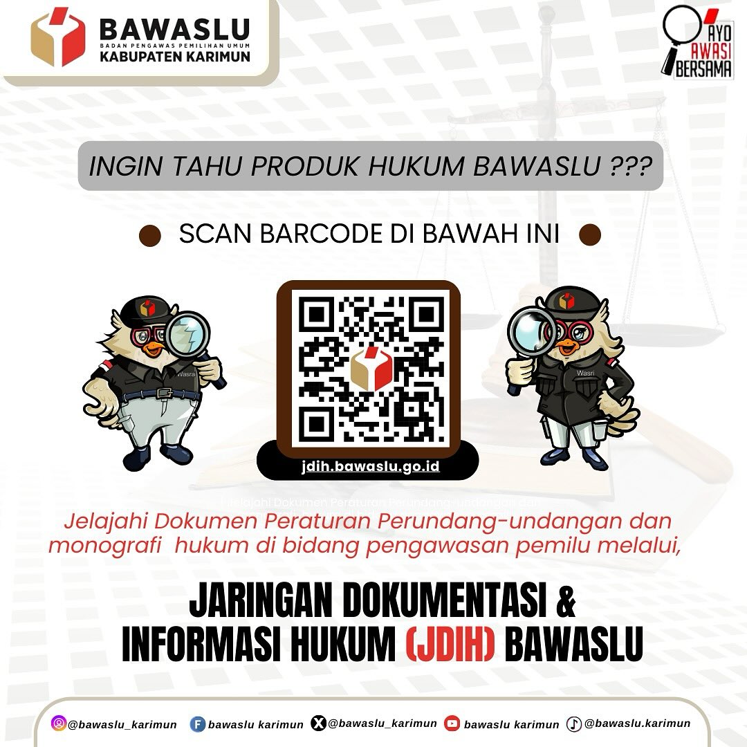 Produk hukum Bawaslu dan dokumen terkait pengawasan pemilu melalui JDIH