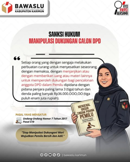Waspada Ancaman Pidana! Kenali Unsur Tindak Pidana Pemilu Terkait Dukungan Calon DPD