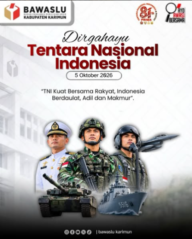 Bawaslu Karimun Ucapkan Dirgahayu ke-81 TNI: Sinergi Kuat Jaga Stabilitas Kedaulatan dan Kawal Pilar Demokrasi Bangsa