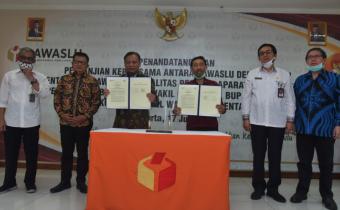 Bawaslu Karimun Ikuti Vidcon Penandatanganan Perjanjian Kerja Sama Bawaslu dan KASN